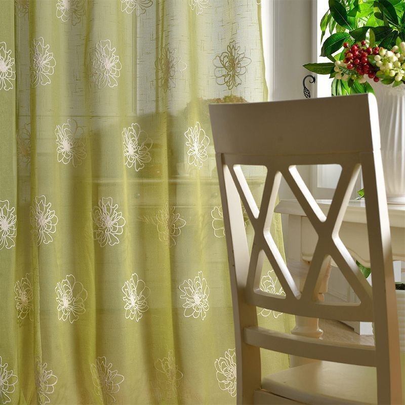 Stickerei Floral Sheer Voile Vorhänge Dekorative Tüll Für Wohnzimmer