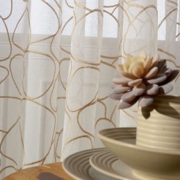 Moderner Bestickter Tüllvorhang, Maßgefertigt, Vorhang Voile, Durchsichtig, Wohnzimmer