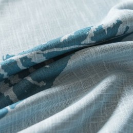 Verdunkelungsvorhang Mit Blauem Blattmuster, Maßgefertigter Vorhang, Moderne Minimalistische Fensterbehandlung