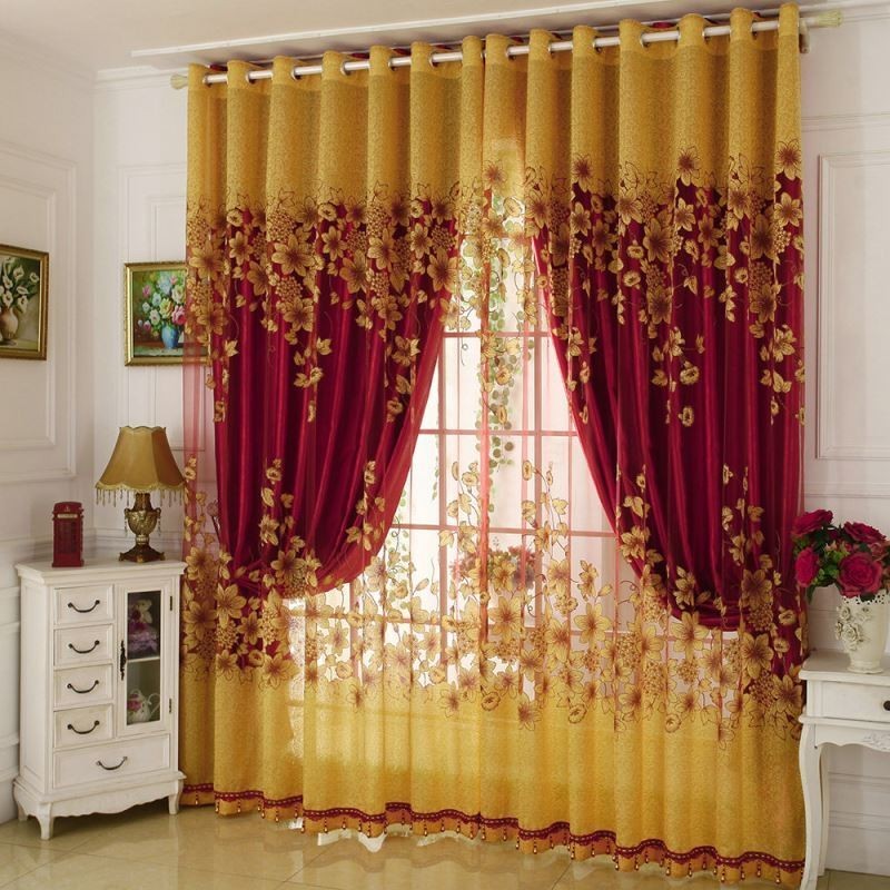 American Country Sheer Vorhang Nach Maß Vorhang Blumenzweig Jacquard Fenster Behandlung Schlafzimmer