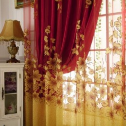 American Country Sheer Vorhang Nach Maß Vorhang Blumenzweig Jacquard Fenster Behandlung Schlafzimmer
