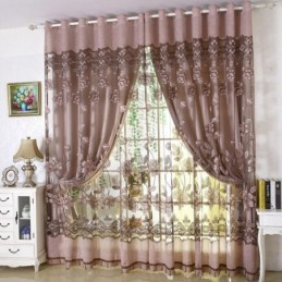 Europäischer Landhaus-Vorhang, Maßgefertigt, Vorhang, Blumen-Jacquard, Halbverdunkelnd, Für Wohnzimmer