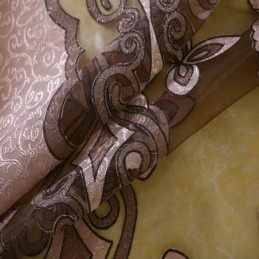 Europäischer Landhaus-Vorhang, Maßgefertigt, Vorhang, Blumen-Jacquard, Halbverdunkelnd, Für Wohnzimmer