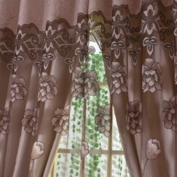 Europäischer Landhaus-Vorhang, Maßgefertigt, Vorhang, Blumen-Jacquard, Halbverdunkelnd, Für Wohnzimmer