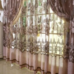Europäischer Landhaus-Vorhang, Maßgefertigt, Vorhang, Blumen-Jacquard, Halbverdunkelnd, Für Wohnzimmer