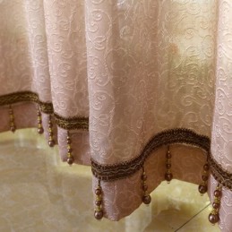 Europäischer Landhaus-Vorhang, Maßgefertigt, Vorhang, Blumen-Jacquard, Halbverdunkelnd, Für Wohnzimmer
