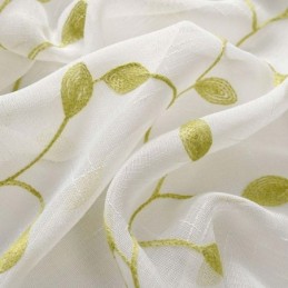 Ländlicher Transparenter Vorhang, Maßgefertigt, Vorhang, Atmungsaktiv, Blätterstickerei, Wohnzimmer