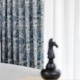 Ländlicher Stil Baumwollleinen Vorhang Maßgefertigt Vorhang Halbverdunkelnd Bedruckt Schlafzimmer Erkerfenster