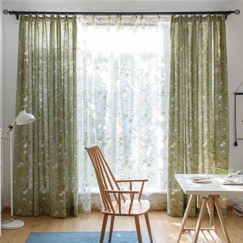 Verdunkelungsvorhang Aus Baumwolle Und Leinen, Maßgefertigt, Vorhang Mit Amerikanischem Druck, Atmungsaktiv, Fensterpaneel, Schlafzimmer