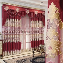 Chenille-Vorhang Nach Maß, Vorhang Mit Stickerei, Blumenmuster, Fensterbehandlung
