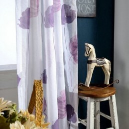 Moderner Minimalistischer Voile-Vorhang, Maßgefertigt, Vorhang Mit Lotusblatt-Muster, Lila, Für Schlafzimmer