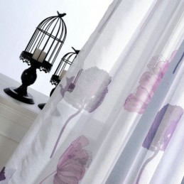 Moderner Minimalistischer Voile-Vorhang, Maßgefertigt, Vorhang Mit Lotusblatt-Muster, Lila, Für Schlafzimmer
