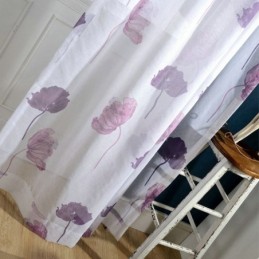 Moderner Minimalistischer Voile-Vorhang, Maßgefertigt, Vorhang Mit Lotusblatt-Muster, Lila, Für Schlafzimmer
