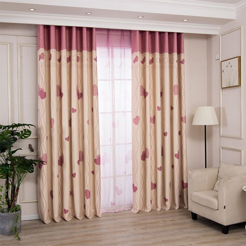 Fensterpaneel Mit Herz-Print, Raumverdunkelungsvorhänge Für Wohnzimmer, Schlafzimmer
