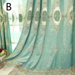 Luxusgardine Maßgardine Chenille Blumen Stickerei