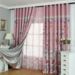 Verdunkelungsvorhänge Für Kinder Mit Katzen-Aufdruck, Hübscher Fenstervorhang Für Mädchenschlafzimmer, Maßgefertigter Vorhang