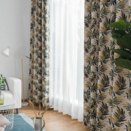 Thicken Max Verdunkelungsvorhang, Maßgefertigt, Vorhang, Grüne Bananenblätter, Jacquard, Raumverdunkelung