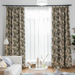 Thicken Max Verdunkelungsvorhang, Maßgefertigt, Vorhang, Grüne Bananenblätter, Jacquard, Raumverdunkelung