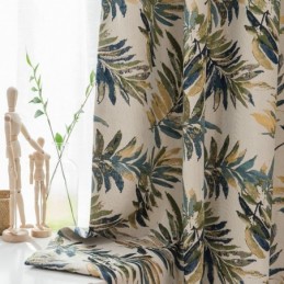 Thicken Max Verdunkelungsvorhang, Maßgefertigt, Vorhang, Grüne Bananenblätter, Jacquard, Raumverdunkelung