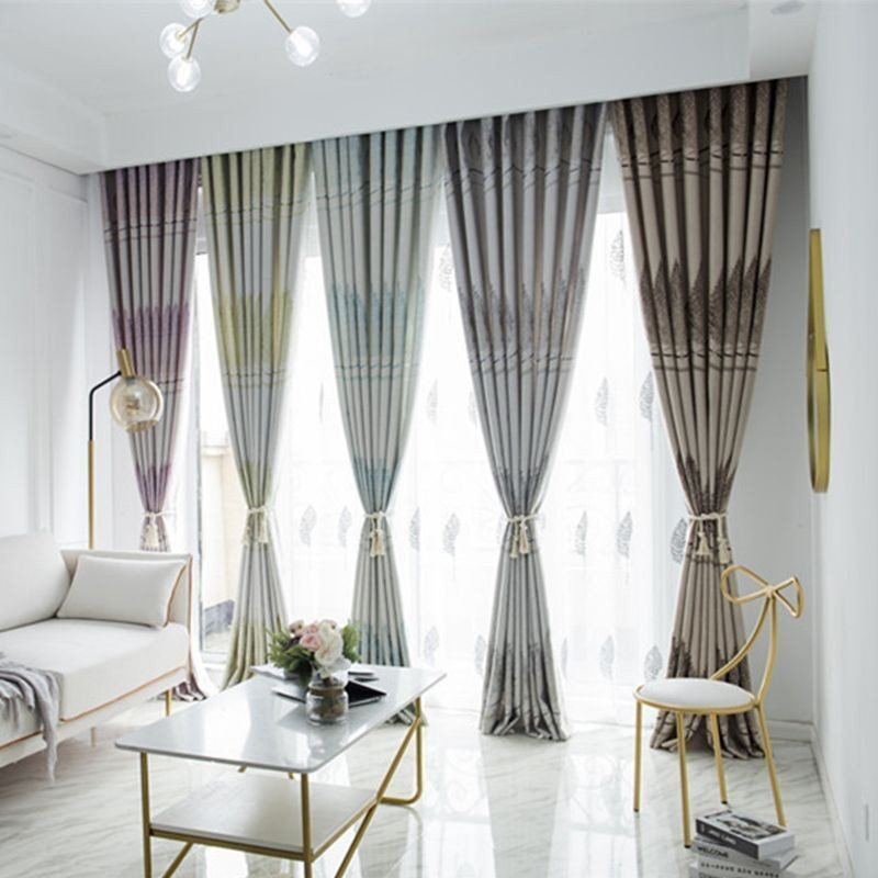 Moderne Verdunkelungsvorhänge Baum Jacquard Schatten Stoff Vorhänge