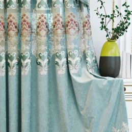 Chenille-Vorhang Nach Maß Vorhang Europa-Stil Stickerei Blume Fenster Behandlung