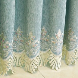 Chenille-Vorhang Nach Maß Vorhang Europa-Stil Stickerei Blume Fenster Behandlung