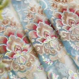 Chenille-Vorhang Nach Maß Vorhang Europa-Stil Stickerei Blume Fenster Behandlung