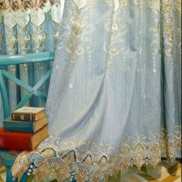 Chenille-Vorhang Nach Maß Vorhang Europa-Stil Stickerei Blume Fenster Behandlung