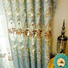 Chenille-Vorhang Nach Maß Vorhang Europa-Stil Stickerei Blume Fenster Behandlung