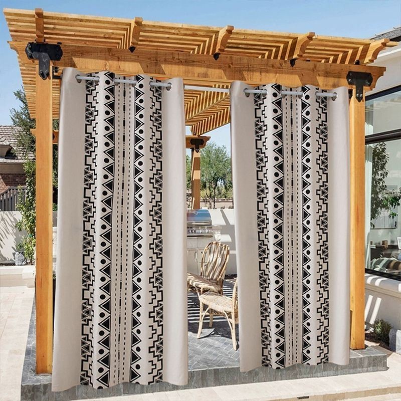 Outdoor-Vorhänge Wasserdichte Vorhänge Mit Geometrischem Druck Für Veranda-Pavillon