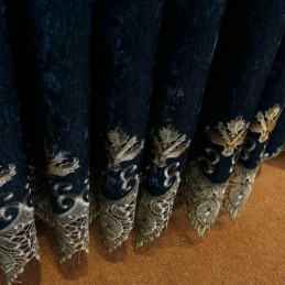 Chenille-Vorhang Nach Maß, Vorhang Mit Hohlsaum, Stickerei, Blume