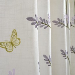 Nordische Weiße Halbverdunkelungsvorhänge Schmetterlingsblumenvorhang Maßgefertigter Vorhang Für Wohnzimmer