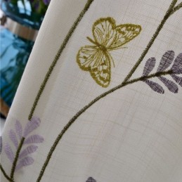 Nordische Weiße Halbverdunkelungsvorhänge Schmetterlingsblumenvorhang Maßgefertigter Vorhang Für Wohnzimmer