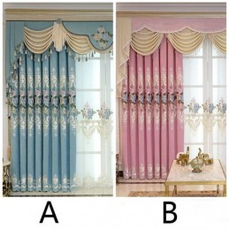 Home Vorhang Maßgefertigter Vorhang Im Europäischen Stil Mit Blumenstickerei