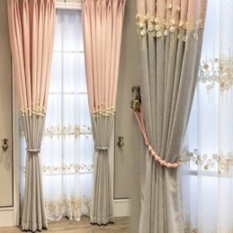 Verdunkelungsvorhang Nach Maß Gardine Nordische Blumen Stickerei Deko