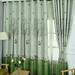 Moderne Pastorale Vorhänge Baum Gedruckt Für Wohnzimmer