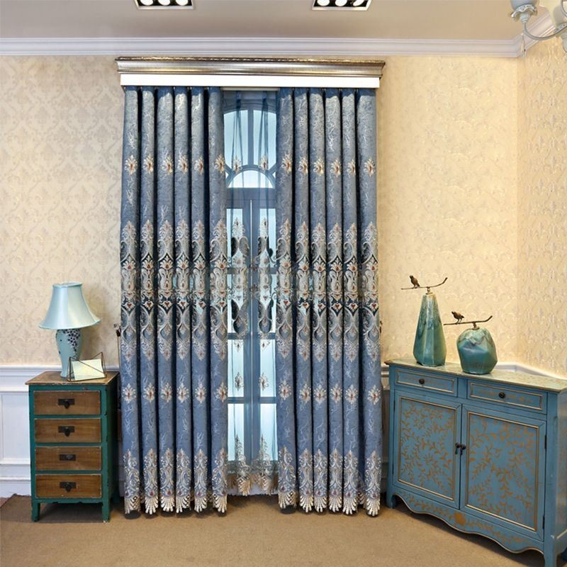 Chenille-Vorhang Nach Maß Vorhang Europa-Stil Fensterbehandlung Wohnzimmer