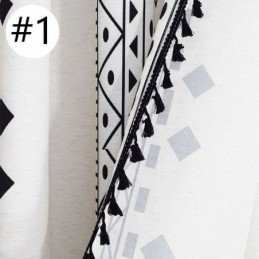 Geometrische Druck Vorhänge Halb Blackout Quaste Baumwolle Leinen Drape Für Wohnzimmer