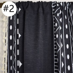 Geometrische Druck Vorhänge Halb Blackout Quaste Baumwolle Leinen Drape Für Wohnzimmer