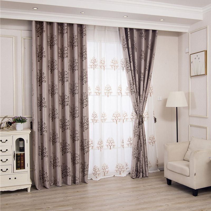 Moderne Verdunkelungsvorhänge Baum Jacquard Schatten Stoff Vorhänge