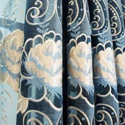 Chenille-Vorhang, Maßgefertigt, Vorhang Im Europäischen Stil, Blumenstickerei
