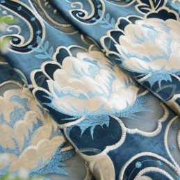 Chenille-Vorhang, Maßgefertigt, Vorhang Im Europäischen Stil, Blumenstickerei