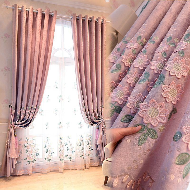 Chenille-Vorhang, Maßgardine, Moderne Blumenstickerei