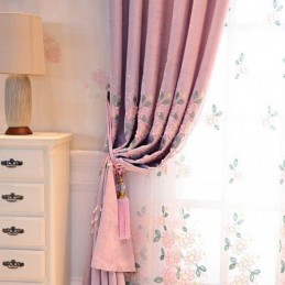 Chenille-Vorhang, Maßgardine, Moderne Blumenstickerei