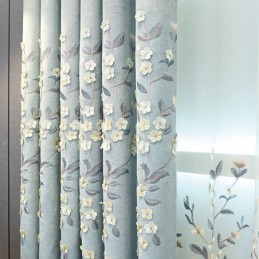 Chenille-Vorhang, Maßanfertigung, Vorhang Im Nordischen Stil, Blumenstickerei