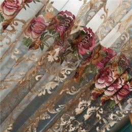 Luxus-Gardine, Maßgefertigt, Amerikanische Farbverlauf-Stickerei, Schlafzimmer-Fensterbehandlung