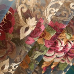 Luxus-Gardine, Maßgefertigt, Amerikanische Farbverlauf-Stickerei, Schlafzimmer-Fensterbehandlung