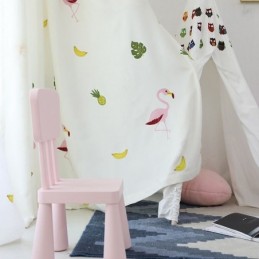 Bestickter Flamingo-Vorhang, Maßgefertigt, Halbtransparent, Transparente Vorhänge Für Wohnzimmer Und Schlafzimmer