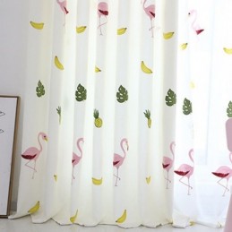 Bestickter Flamingo-Vorhang, Maßgefertigt, Halbtransparent, Transparente Vorhänge Für Wohnzimmer Und Schlafzimmer