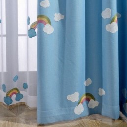 Niedlicher Cartoon-Regenbogen-Verdunkelungsvorhang, Maßgefertigter Vorhang Für Kinderzimmer